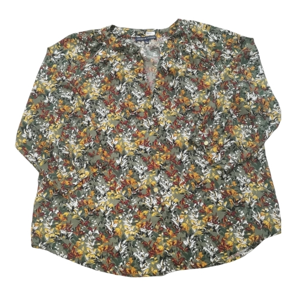🌻2/$25🌻Adrienne‎ Vittadini Floral 3/4 Sleeve Button Down